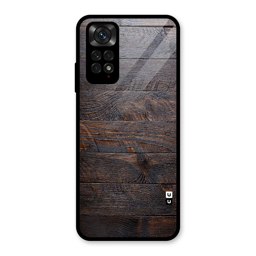 Dark Wood Printed Glass Back Case for Redmi Note 11S