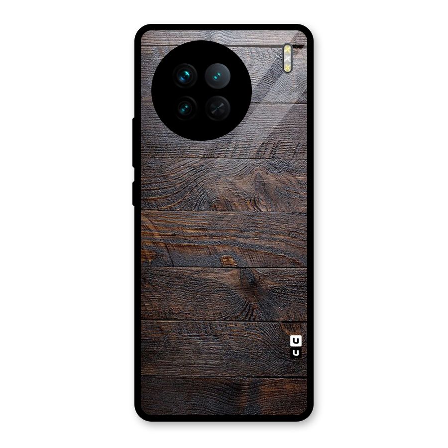Dark Wood Printed Glass Back Case for Vivo X90