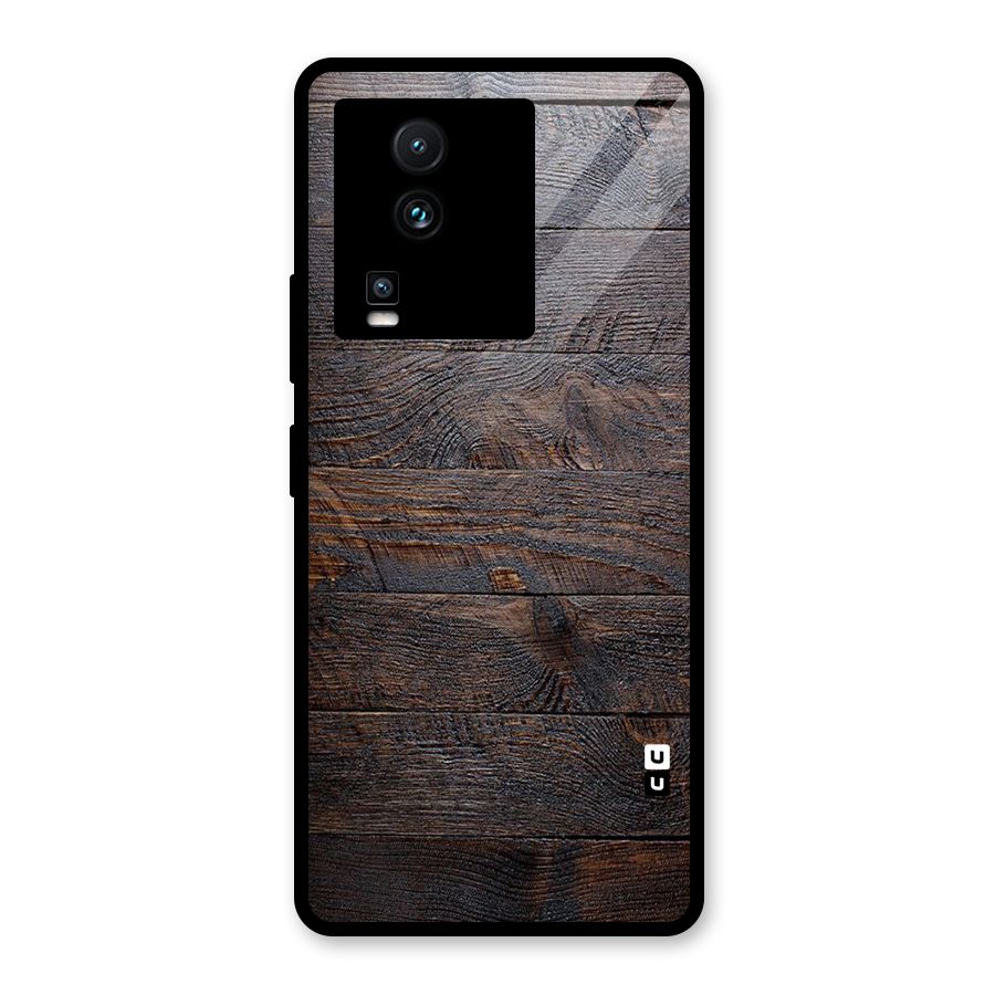 Dark Wood Printed Glass Back Case for Vivo iQOO Neo 7