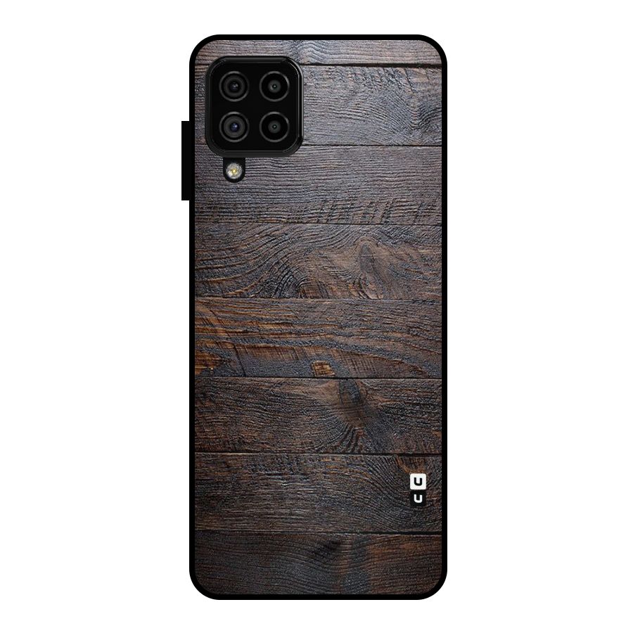 Dark Wood Printed Metal Back Case for Galaxy A22 4G