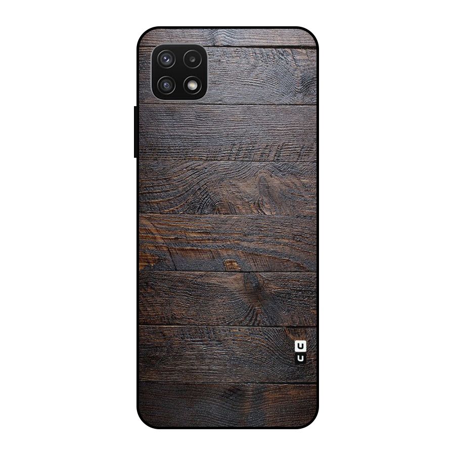 Dark Wood Printed Metal Back Case for Galaxy A22 5G