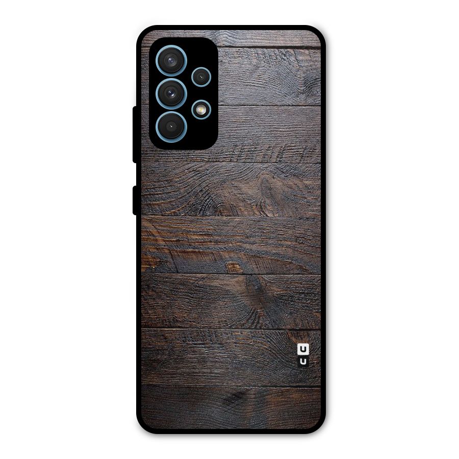 Dark Wood Printed Metal Back Case for Galaxy A32