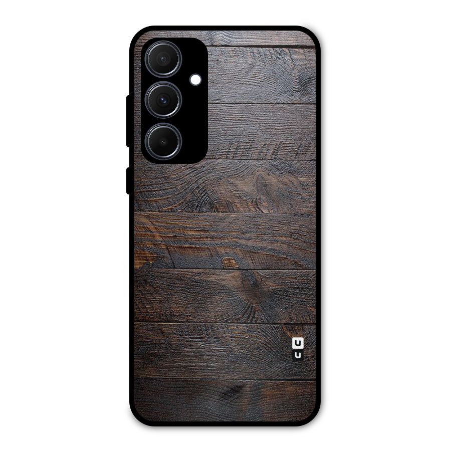 Dark Wood Printed Metal Back Case for Galaxy A35