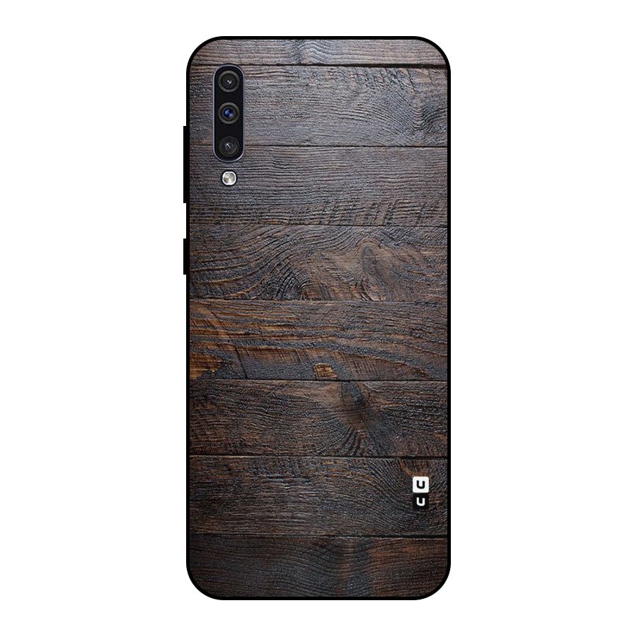 Dark Wood Printed Metal Back Case for Galaxy A50s