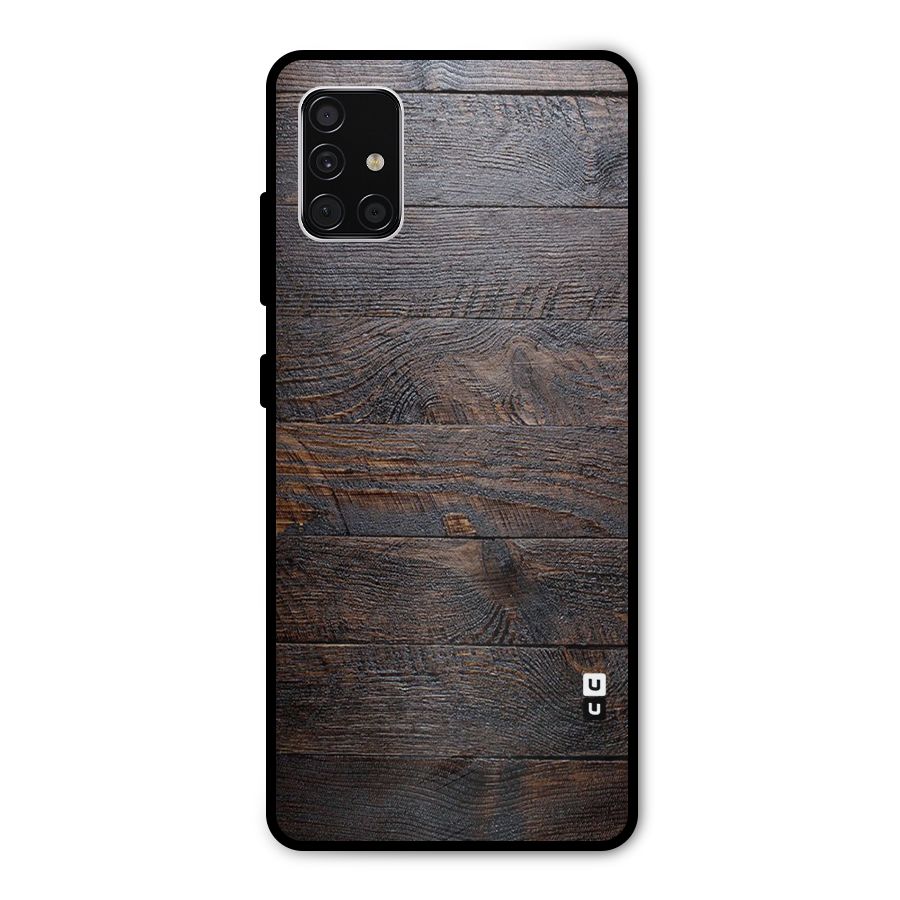 Dark Wood Printed Metal Back Case for Galaxy A51