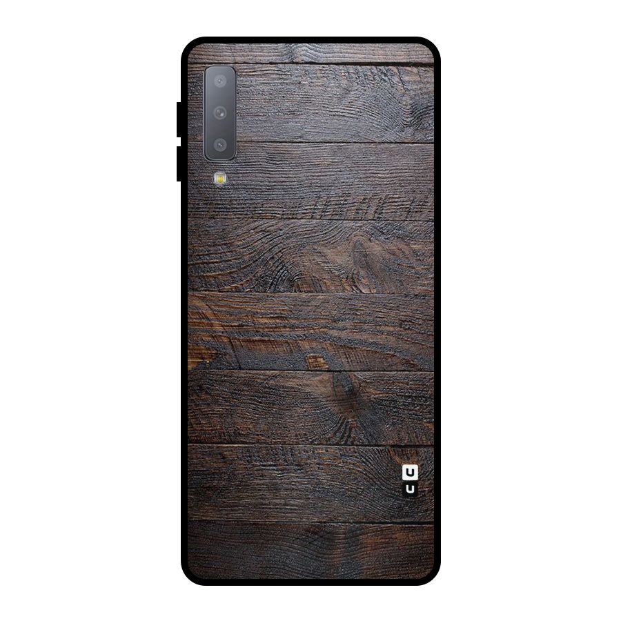 Dark Wood Printed Metal Back Case for Galaxy A7 (2018)