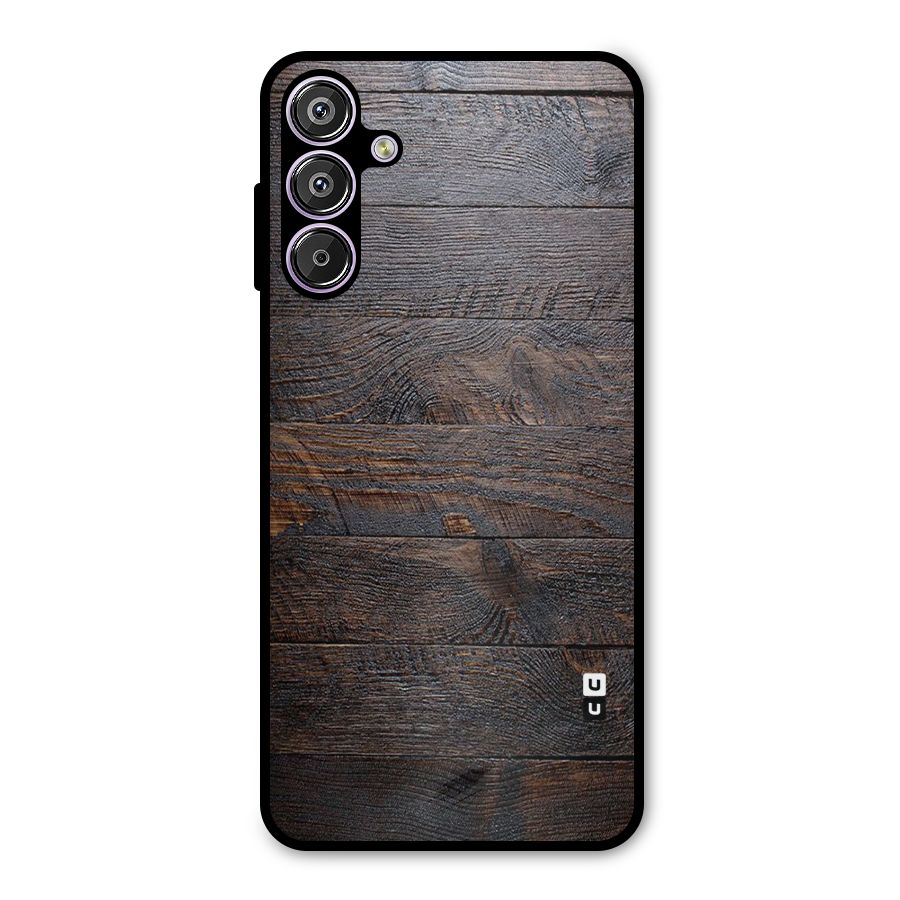 Dark Wood Printed Metal Back Case for Galaxy F15