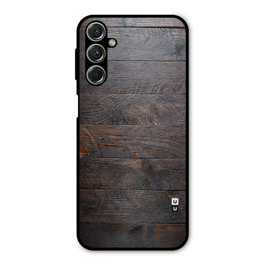Dark Wood Printed Metal Back Case for Galaxy F34