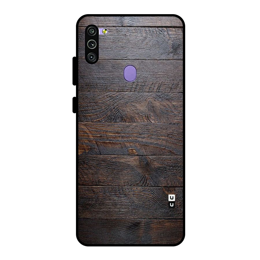 Dark Wood Printed Metal Back Case for Galaxy M11