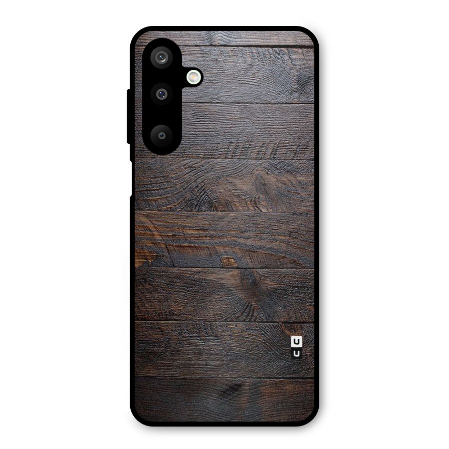 Dark Wood Printed Metal Back Case for Galaxy M16