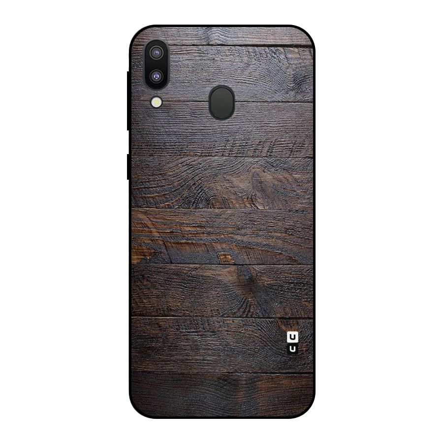 Dark Wood Printed Metal Back Case for Galaxy M20