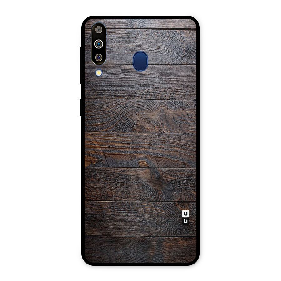 Dark Wood Printed Metal Back Case for Galaxy M30