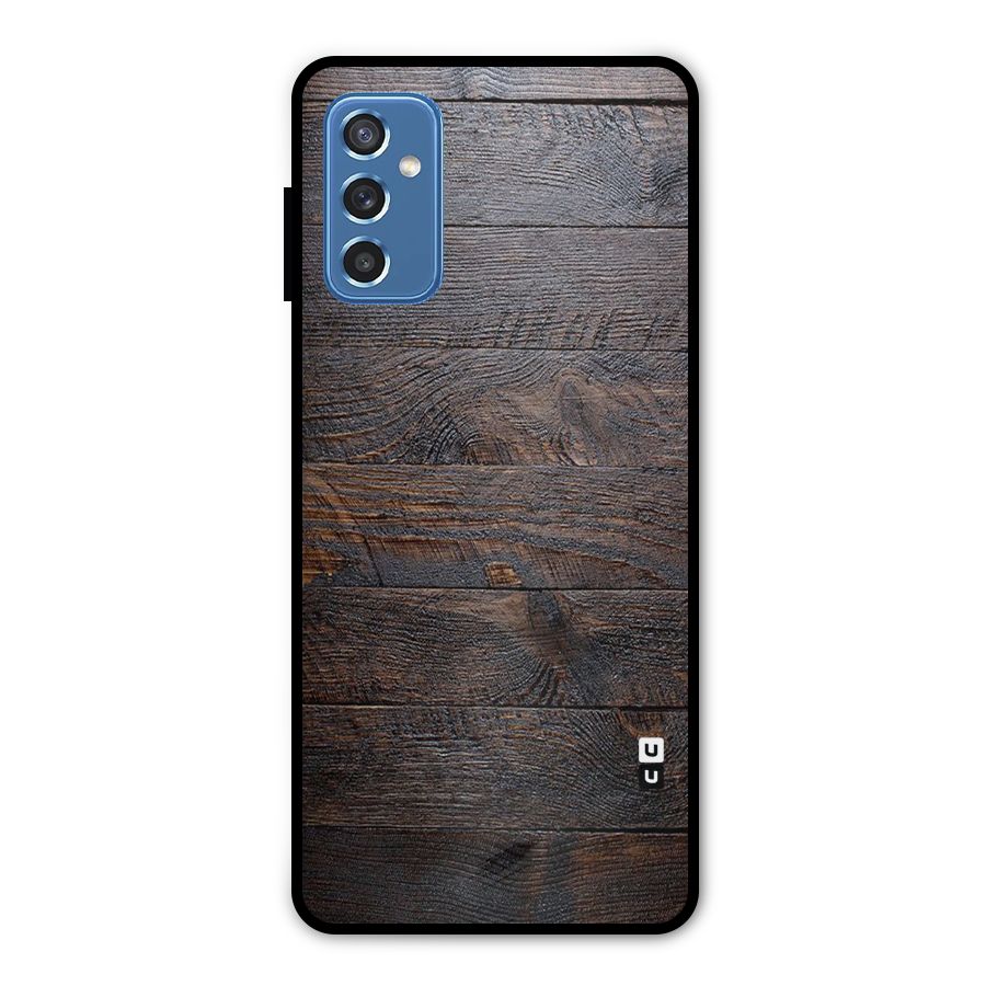 Dark Wood Printed Metal Back Case for Galaxy M52 5G