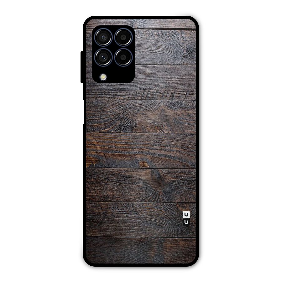 Dark Wood Printed Metal Back Case for Galaxy M53 5G