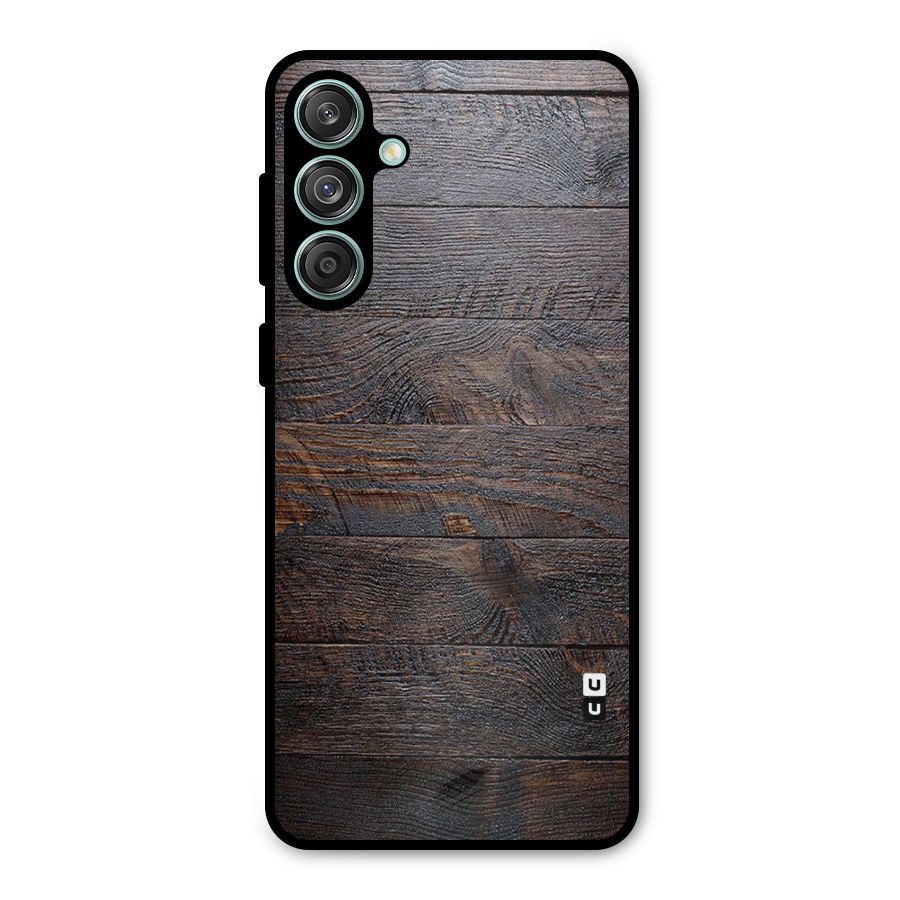 Dark Wood Printed Metal Back Case for Galaxy M55 5G