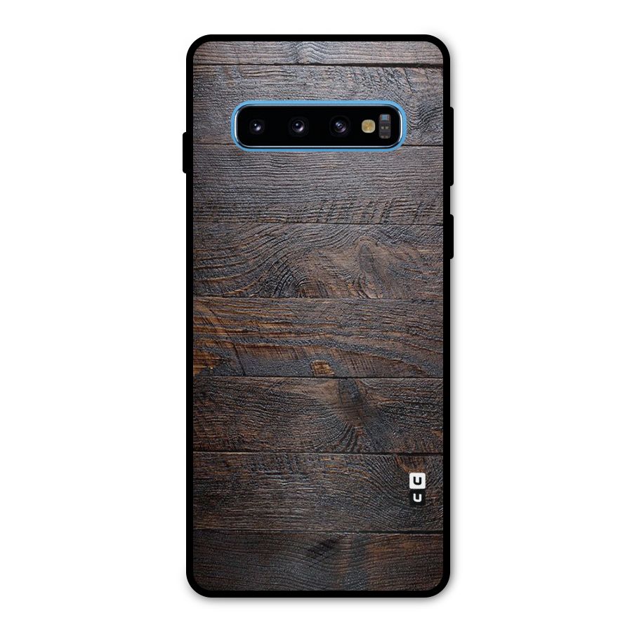 Dark Wood Printed Metal Back Case for Galaxy S10