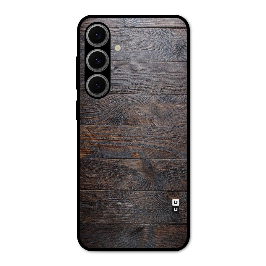 Dark Wood Printed Metal Back Case for Galaxy S24 FE