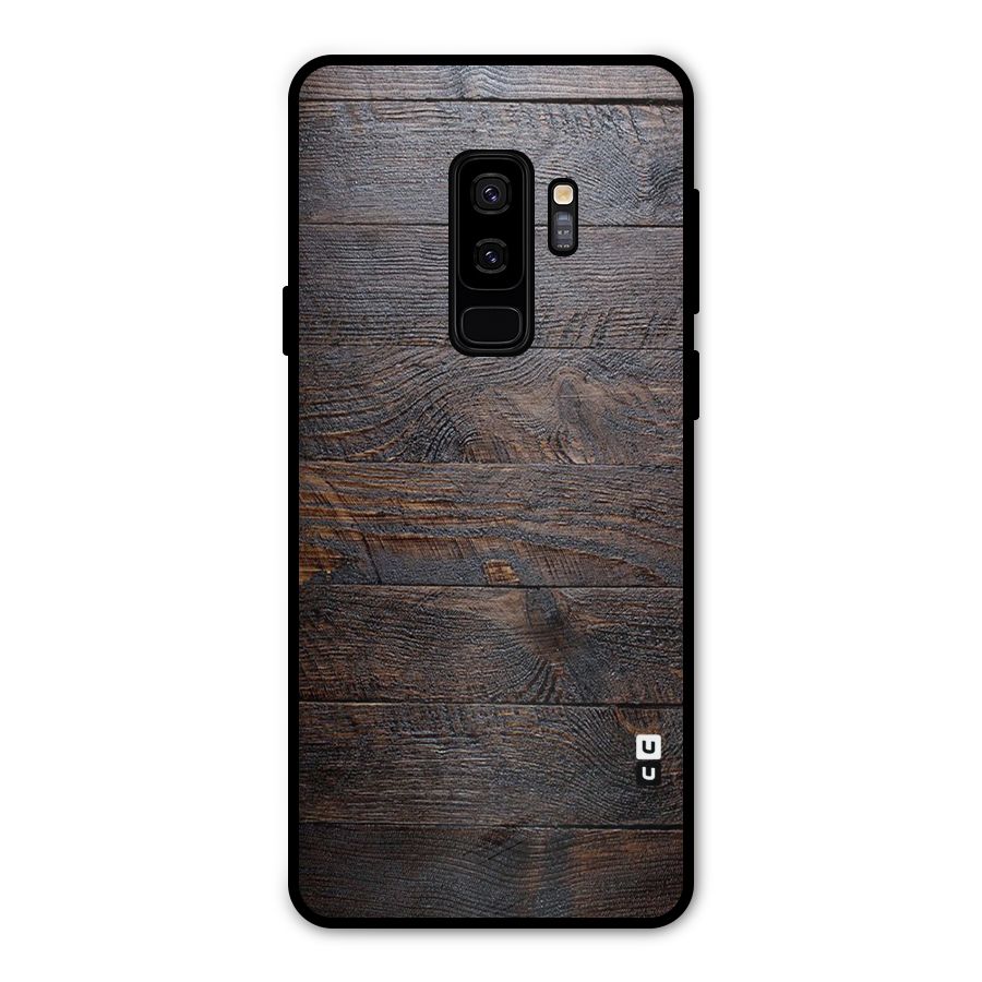 Dark Wood Printed Metal Back Case for Galaxy S9 Plus