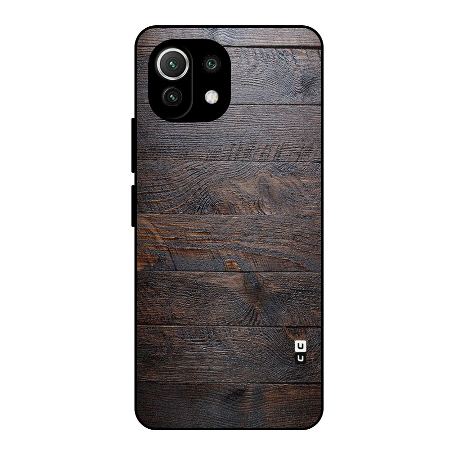 Dark Wood Printed Metal Back Case for Mi 11 Lite