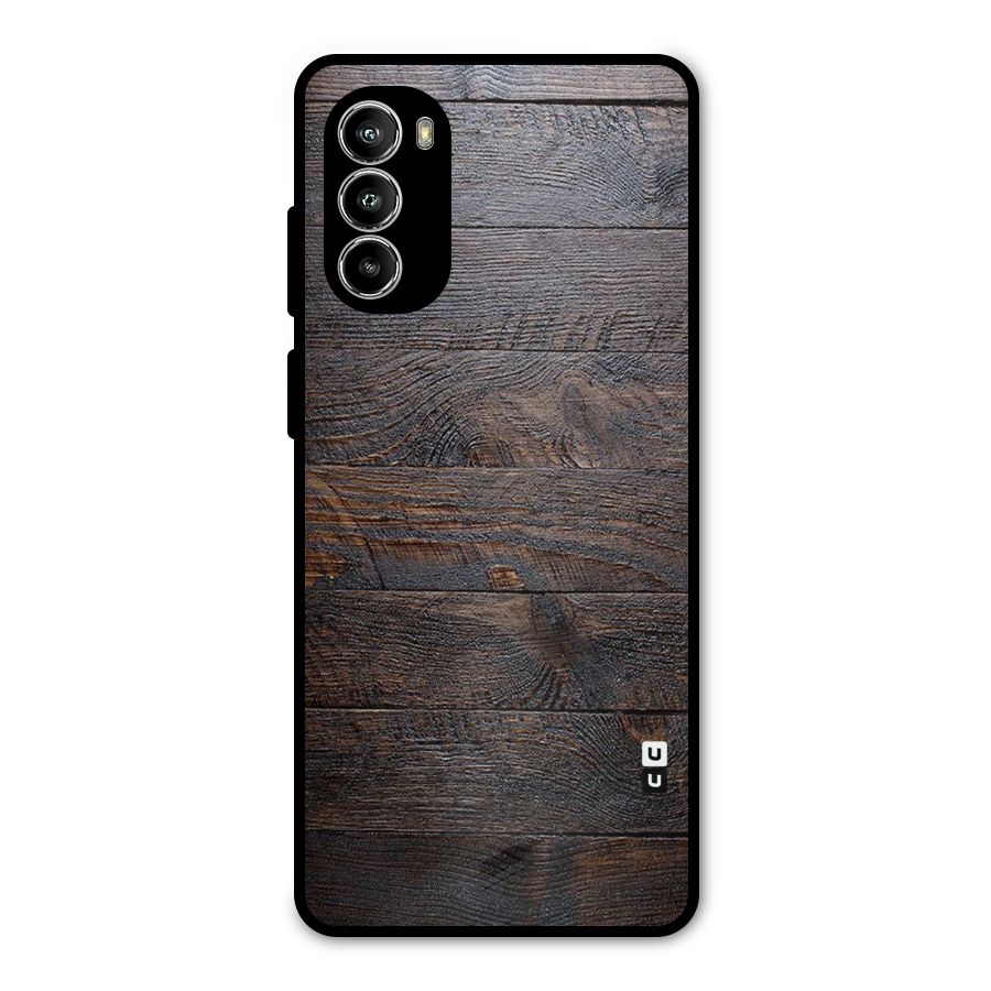 Dark Wood Printed Metal Back Case for Moto G52