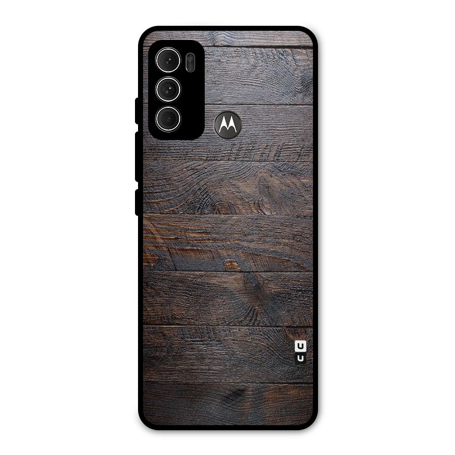 Dark Wood Printed Metal Back Case for Moto G60