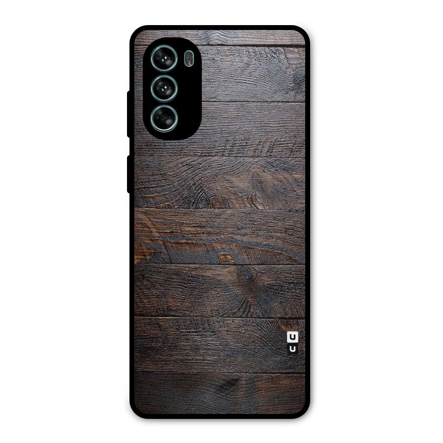 Dark Wood Printed Metal Back Case for Moto G62