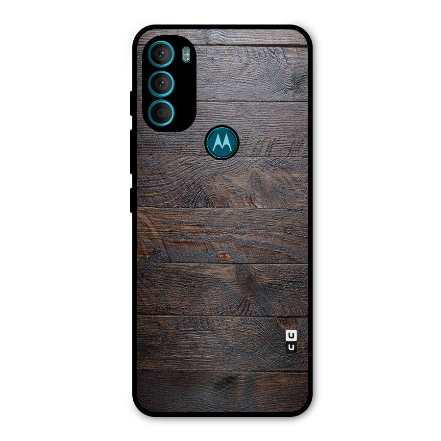 Dark Wood Printed Metal Back Case for Moto G71 5G
