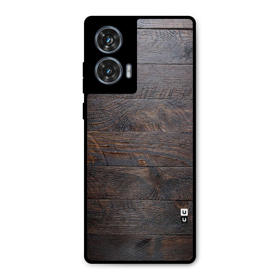 Dark Wood Printed Metal Back Case for Motorola Edge 50 Fusion