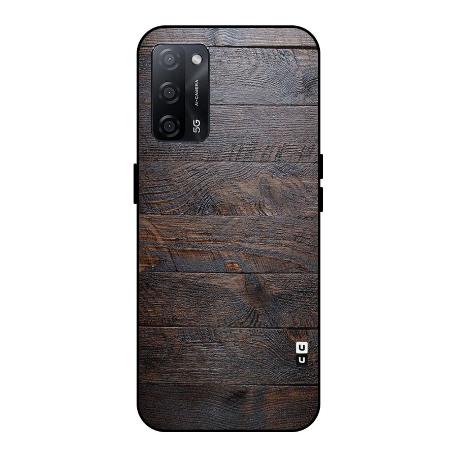 Dark Wood Printed Metal Back Case for Oppo A53s 5G