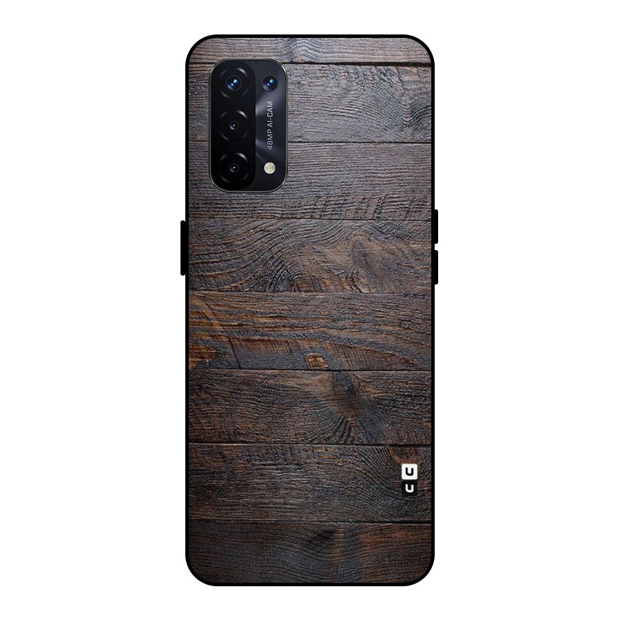 Dark Wood Printed Metal Back Case for Oppo A74 5G