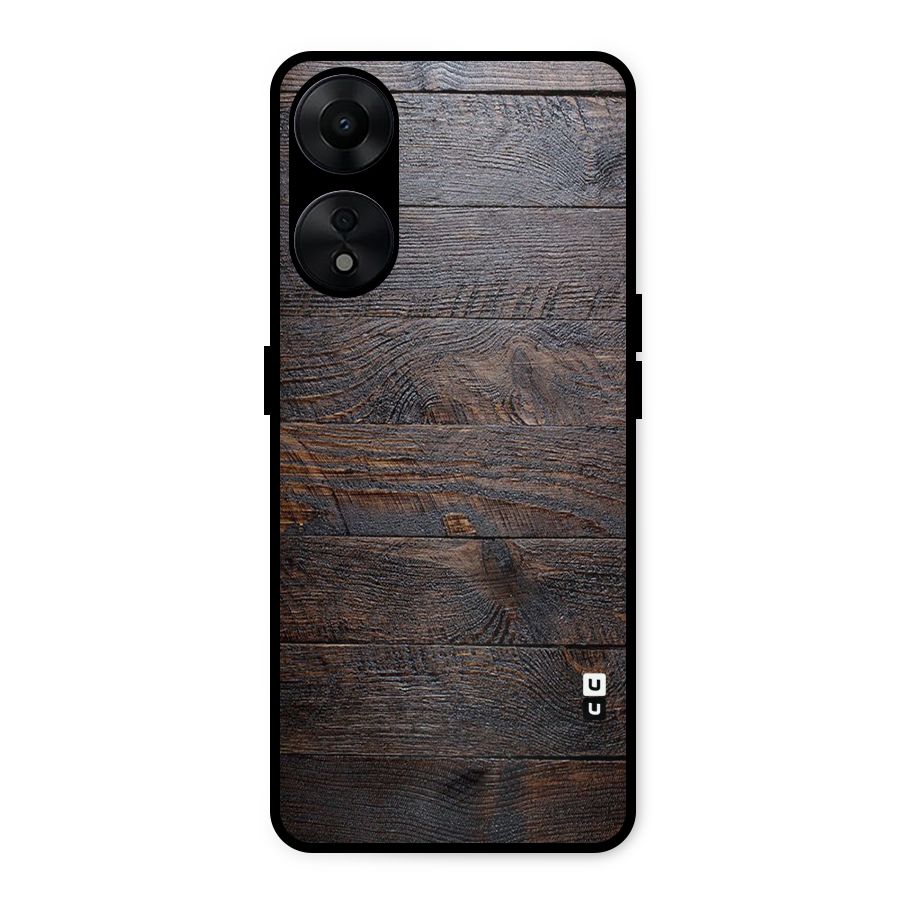Dark Wood Printed Metal Back Case for Oppo A78 5G