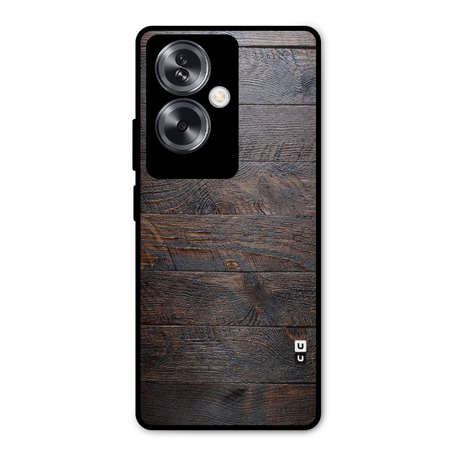 Dark Wood Printed Metal Back Case for Oppo A79 5G