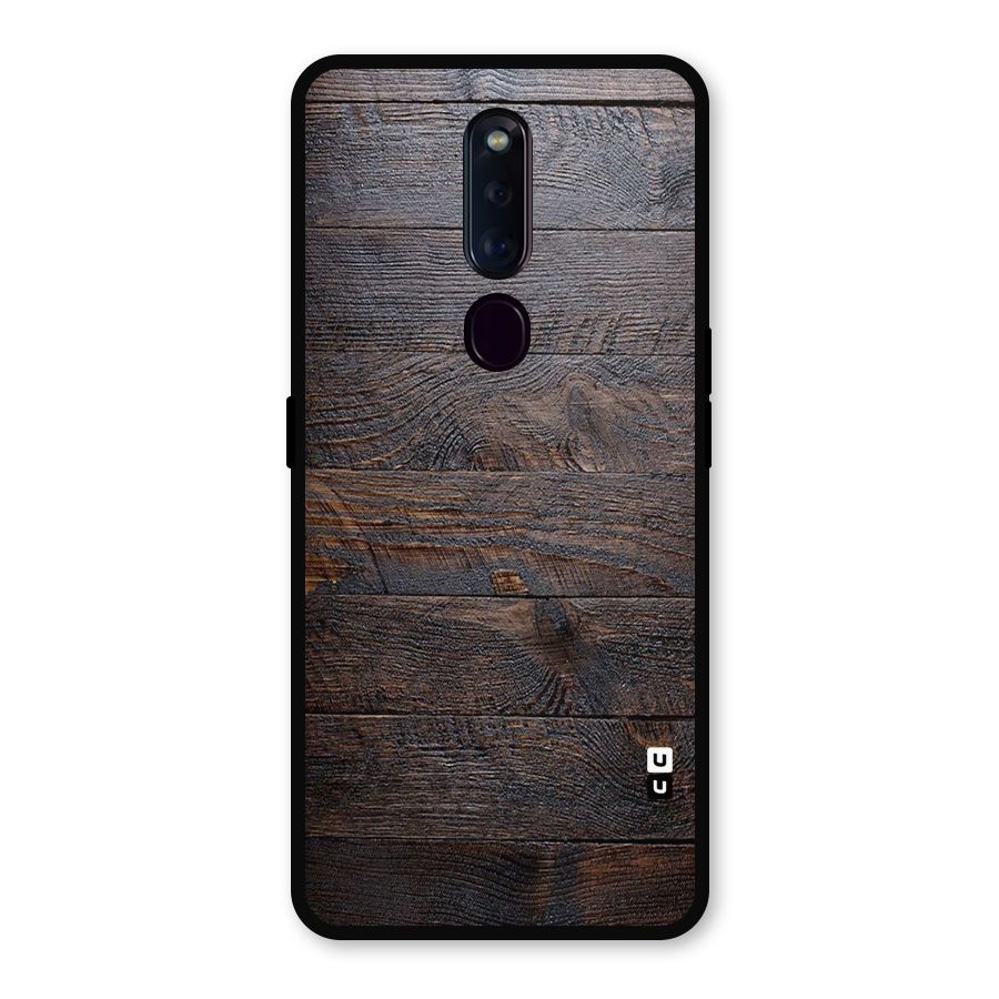Dark Wood Printed Metal Back Case for Oppo F11 Pro