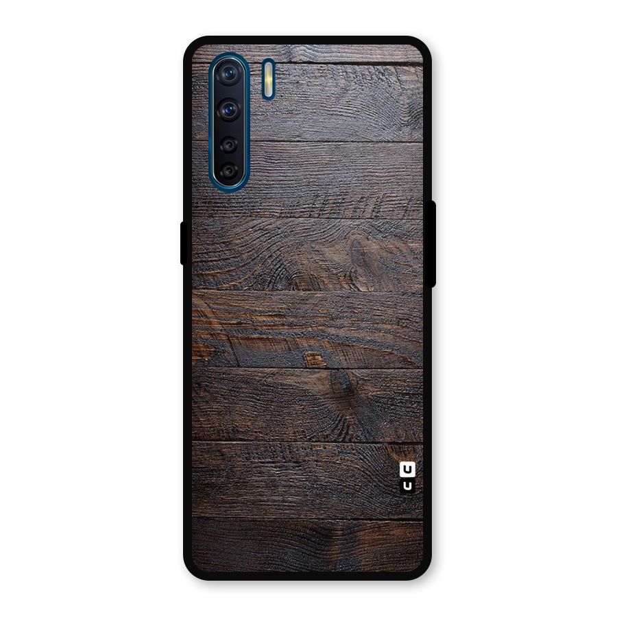 Dark Wood Printed Metal Back Case for Oppo F15