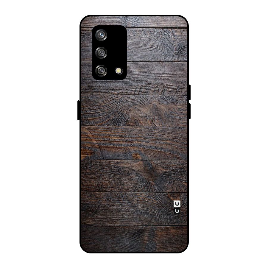 Dark Wood Printed Metal Back Case for Oppo F19