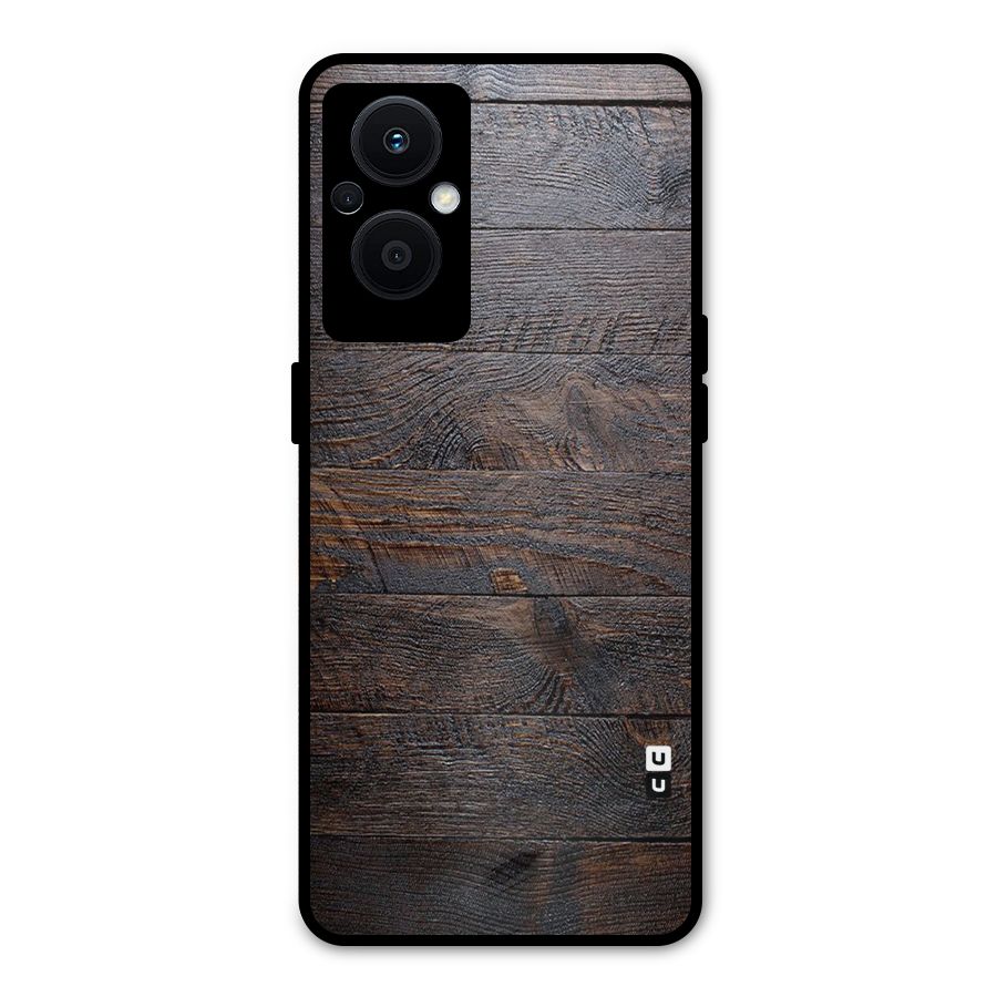 Dark Wood Printed Metal Back Case for Oppo F21 Pro 5G