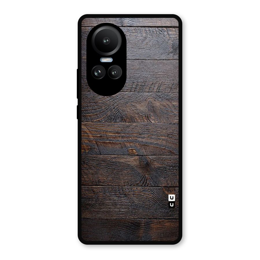 Dark Wood Printed Metal Back Case for Oppo Reno10 Pro