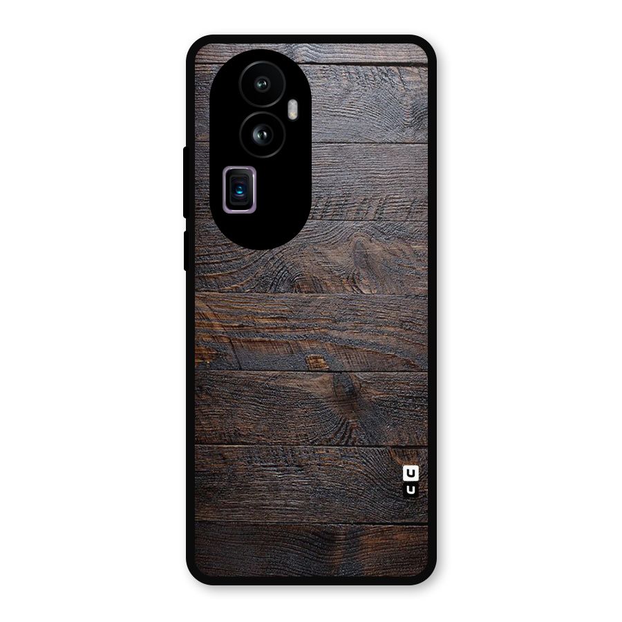 Dark Wood Printed Metal Back Case for Oppo Reno10 Pro Plus