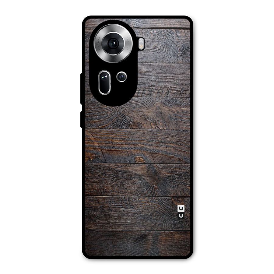 Dark Wood Printed Metal Back Case for Oppo Reno11 5G