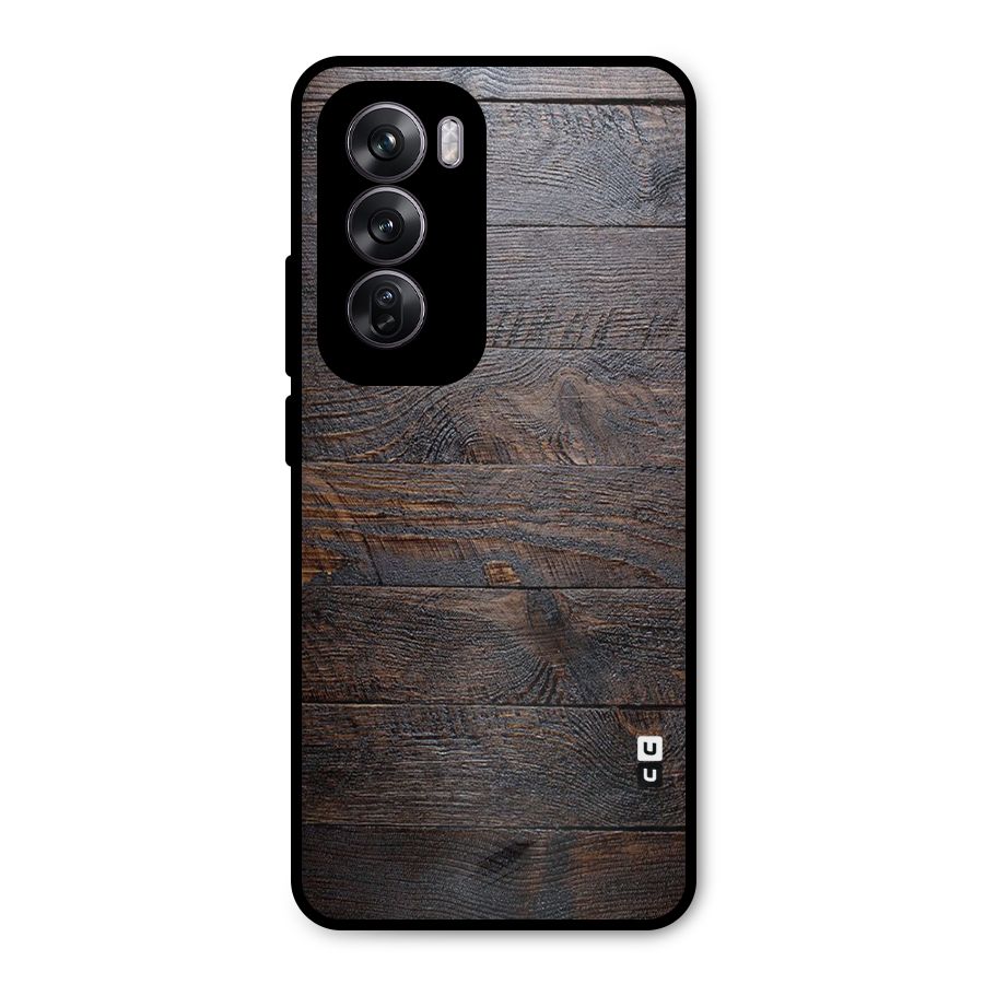 Dark Wood Printed Metal Back Case for Oppo Reno12 Pro