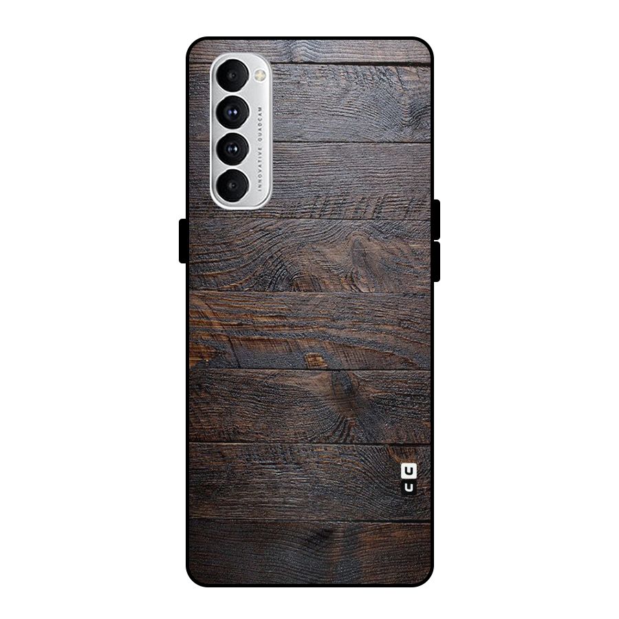 Dark Wood Printed Metal Back Case for Oppo Reno4 Pro