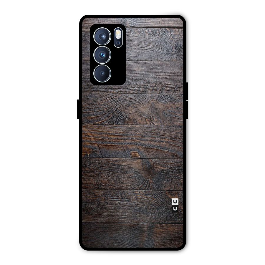 Dark Wood Printed Metal Back Case for Oppo Reno6 Pro 5G