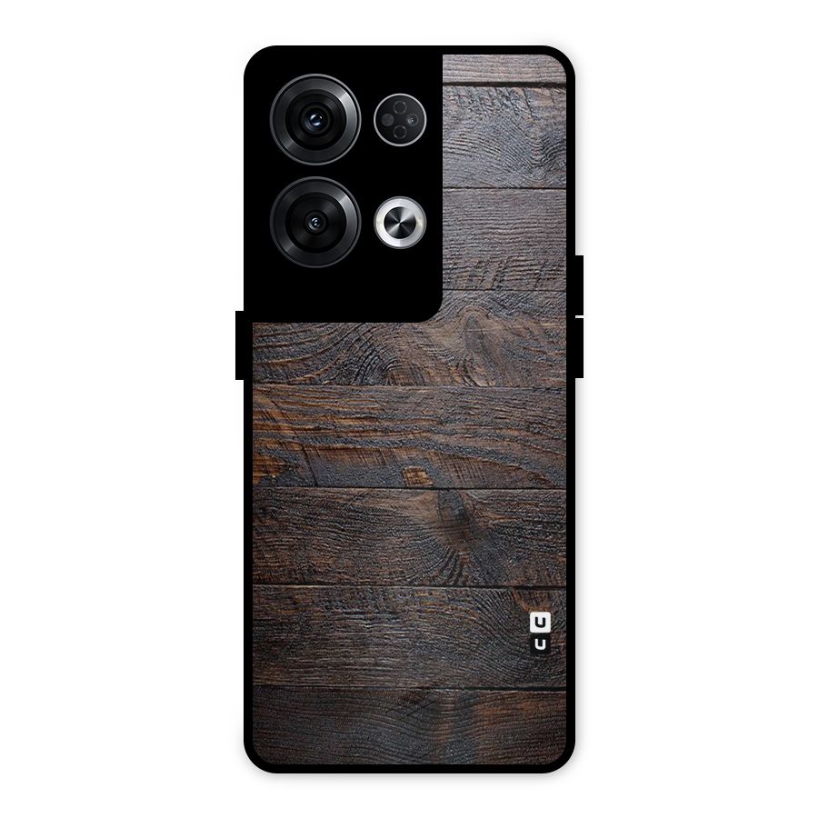 Dark Wood Printed Metal Back Case for Oppo Reno8 Pro 5G