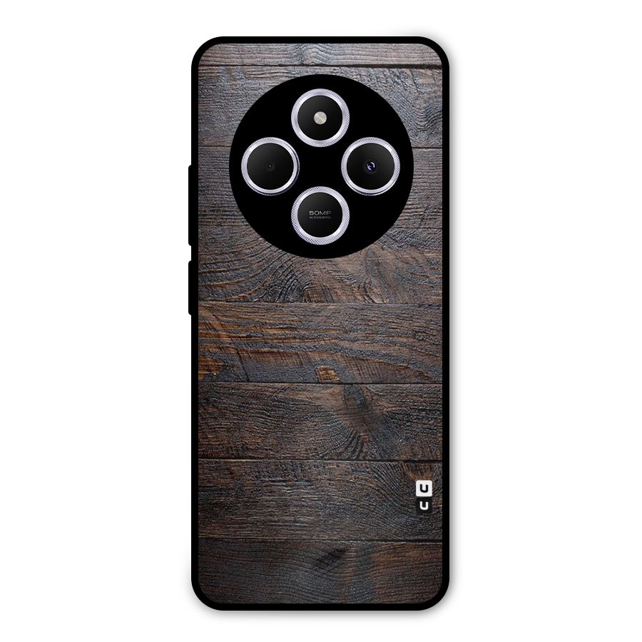 Dark Wood Printed Metal Back Case for Poco C75 5G