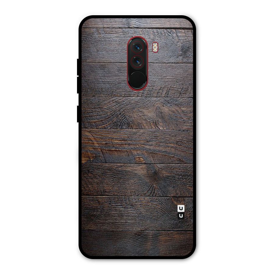 Dark Wood Printed Metal Back Case for Poco F1