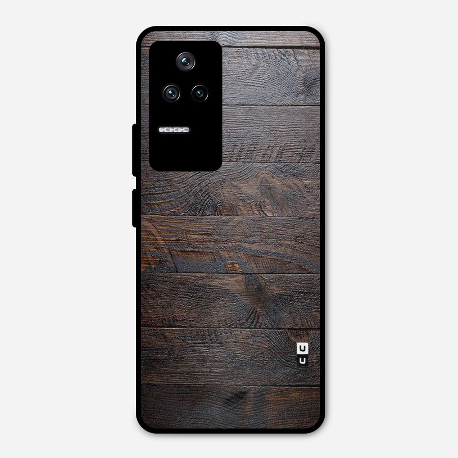 Dark Wood Printed Metal Back Case for Poco F4 5G