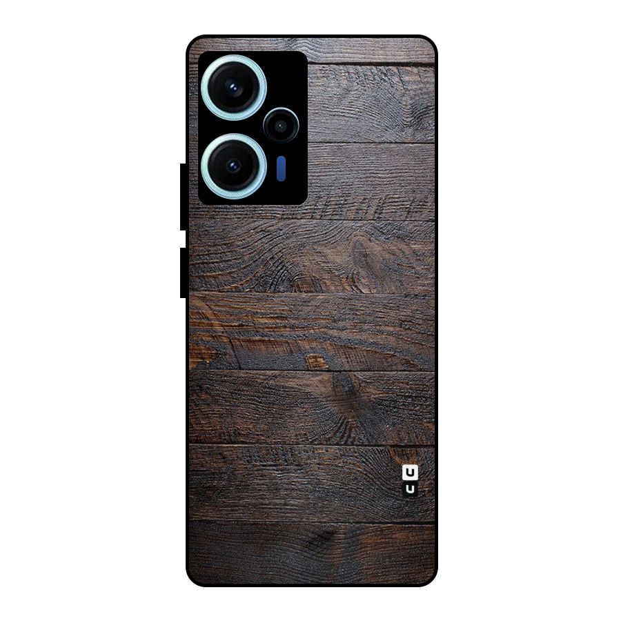 Dark Wood Printed Metal Back Case for Poco F5