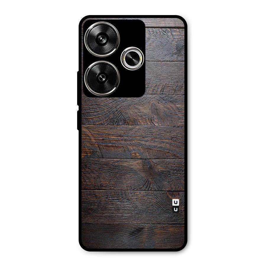 Dark Wood Printed Metal Back Case for Poco F6