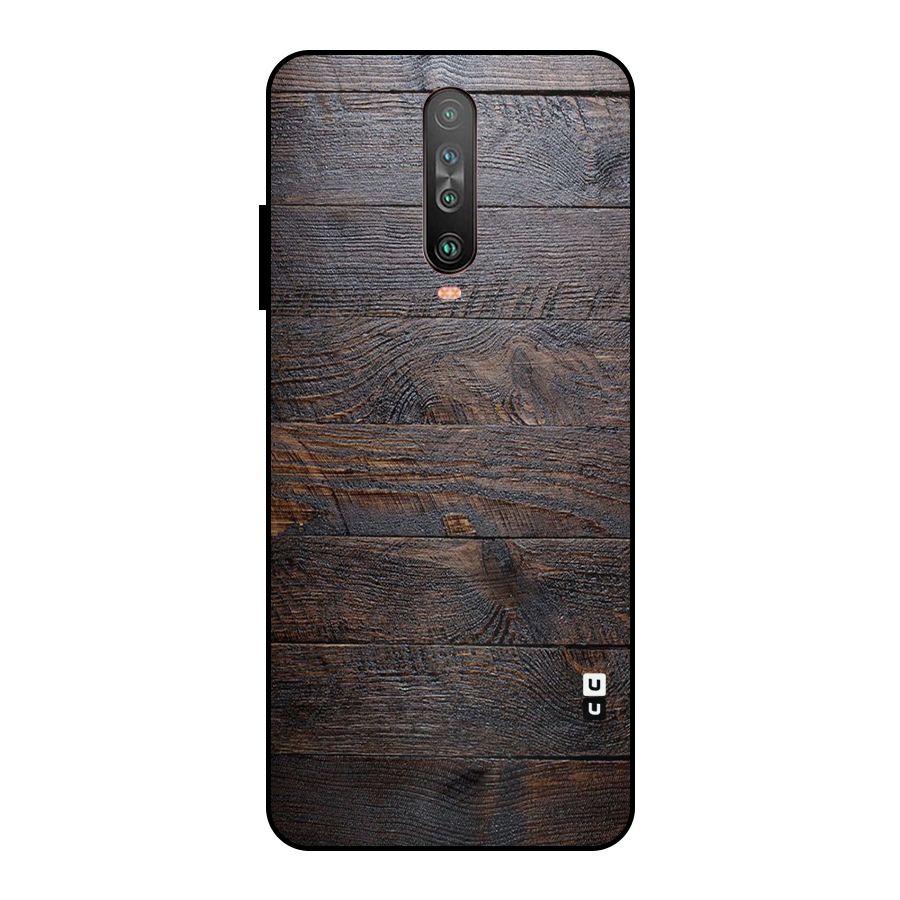 Dark Wood Printed Metal Back Case for Poco X2