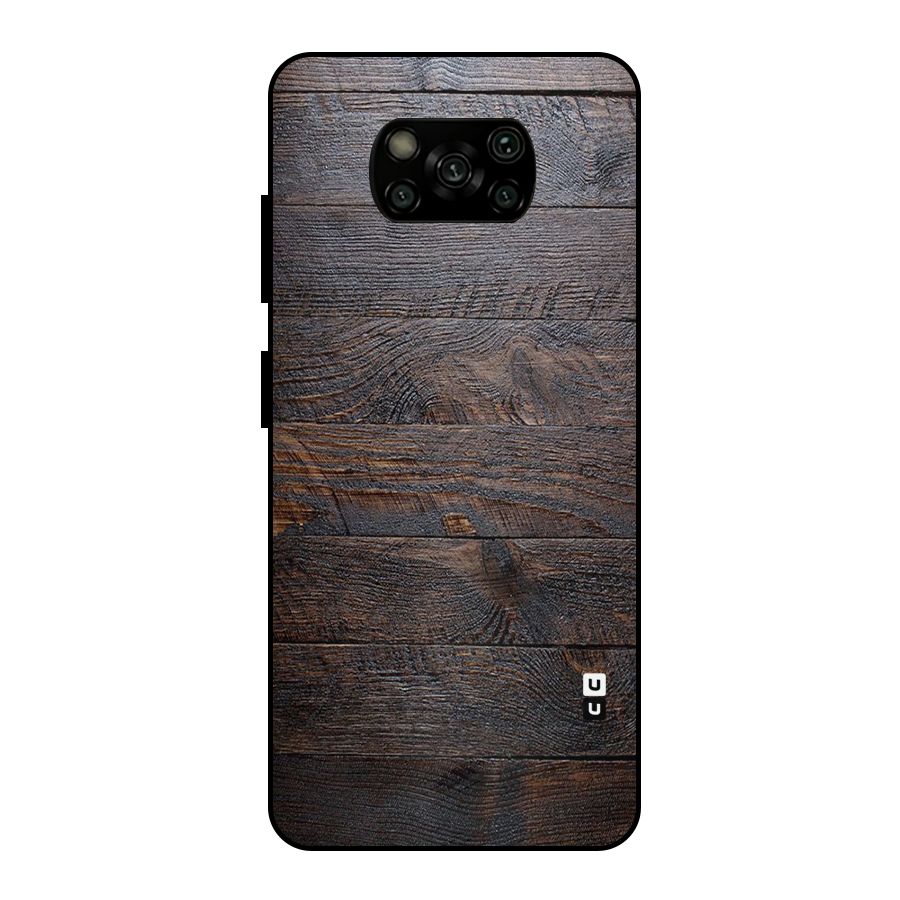 Dark Wood Printed Metal Back Case for Poco X3